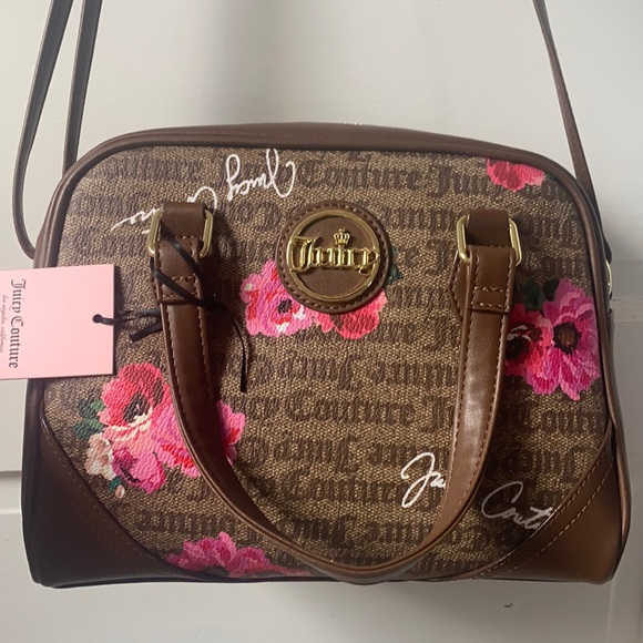Juicy Couture Handbags - JUICY COUTURE PETAL IF THE CROWN FITS CHESTNUT SATCHEL CROSSBODY SHOULDER BAG